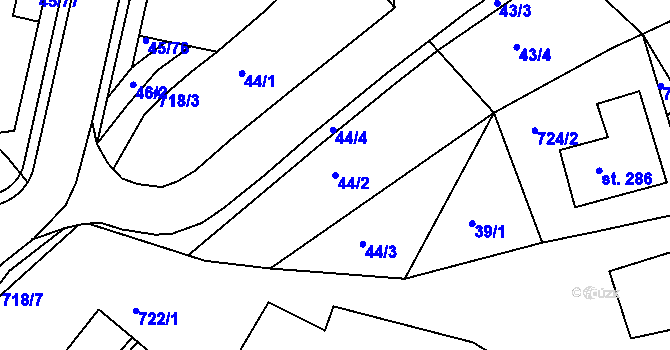Parcela st. 44/2 v KÚ Týn u Třebíče, Katastrální mapa