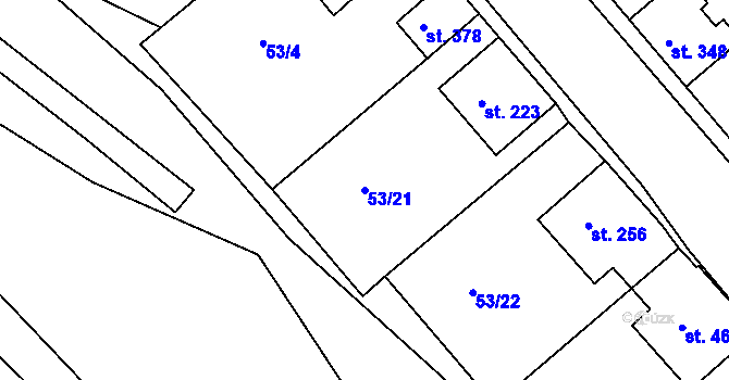 Parcela st. 53/21 v KÚ Týn u Třebíče, Katastrální mapa