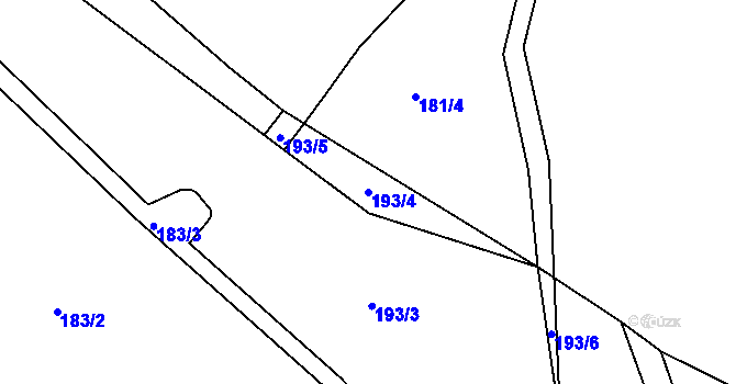 Parcela st. 193/4 v KÚ Týn u Třebíče, Katastrální mapa