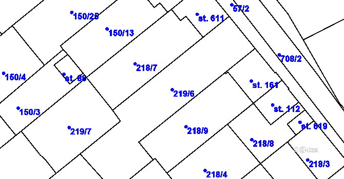 Parcela st. 219/6 v KÚ Týn u Třebíče, Katastrální mapa
