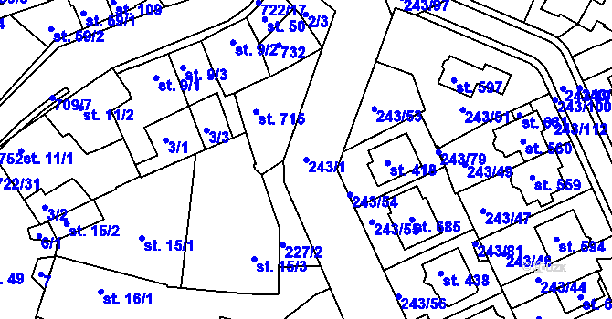 Parcela st. 243/1 v KÚ Týn u Třebíče, Katastrální mapa
