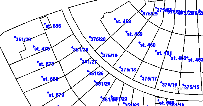 Parcela st. 375/19 v KÚ Týn u Třebíče, Katastrální mapa