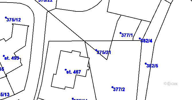 Parcela st. 375/21 v KÚ Týn u Třebíče, Katastrální mapa