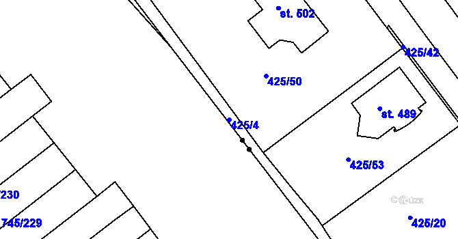 Parcela st. 425/4 v KÚ Týn u Třebíče, Katastrální mapa