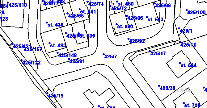 Parcela st. 425/7 v KÚ Týn u Třebíče, Katastrální mapa