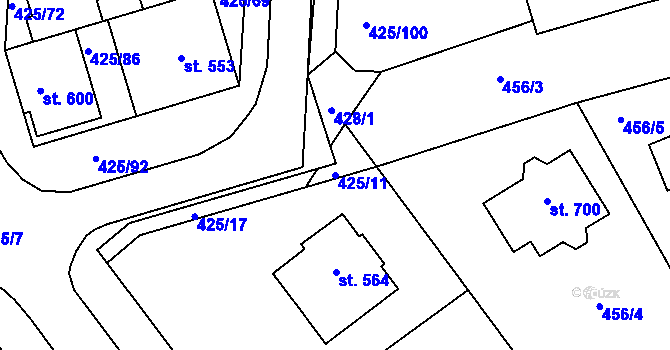 Parcela st. 425/11 v KÚ Týn u Třebíče, Katastrální mapa