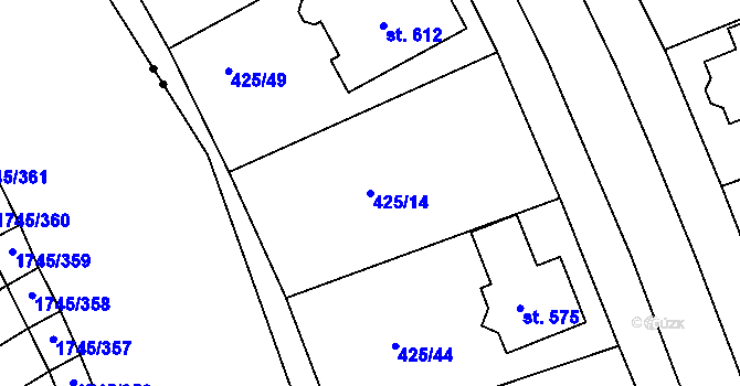 Parcela st. 425/14 v KÚ Týn u Třebíče, Katastrální mapa