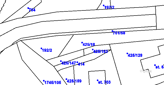 Parcela st. 425/18 v KÚ Týn u Třebíče, Katastrální mapa
