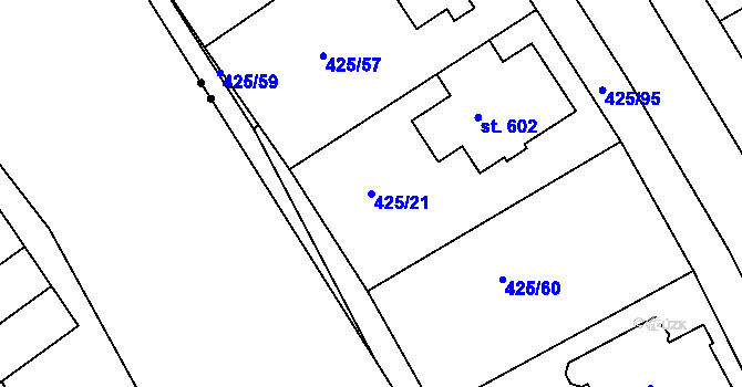 Parcela st. 425/21 v KÚ Týn u Třebíče, Katastrální mapa