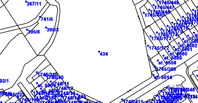 Parcela st. 434 v KÚ Týn u Třebíče, Katastrální mapa