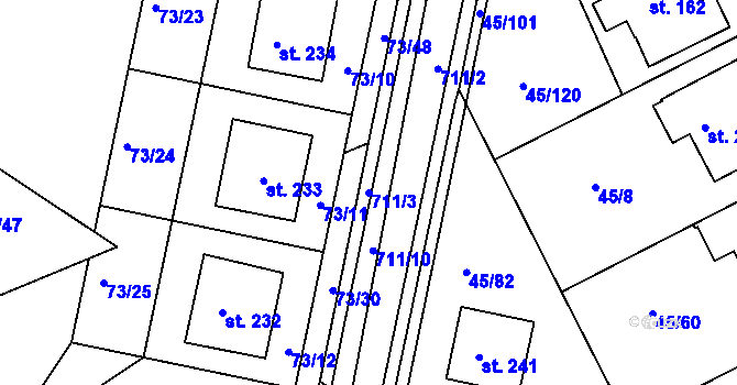 Parcela st. 711/3 v KÚ Týn u Třebíče, Katastrální mapa