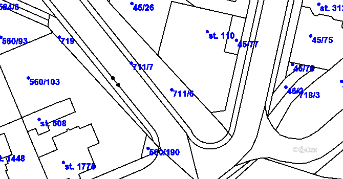 Parcela st. 711/6 v KÚ Týn u Třebíče, Katastrální mapa
