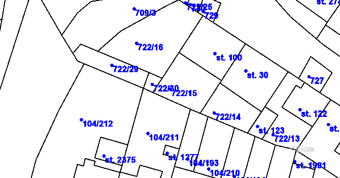 Parcela st. 722/15 v KÚ Týn u Třebíče, Katastrální mapa