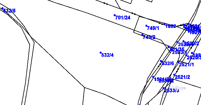 Parcela st. 532/4 v KÚ Týn u Třebíče, Katastrální mapa