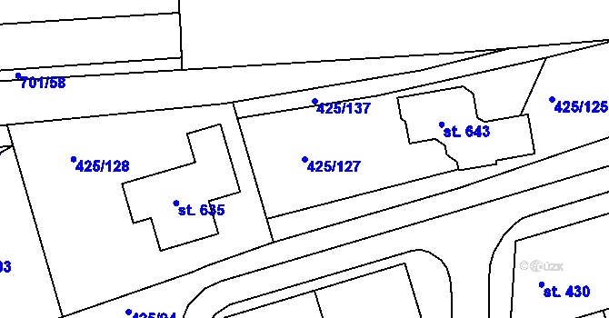 Parcela st. 425/127 v KÚ Týn u Třebíče, Katastrální mapa