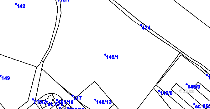 Parcela st. 146/1 v KÚ Týn u Třebíče, Katastrální mapa