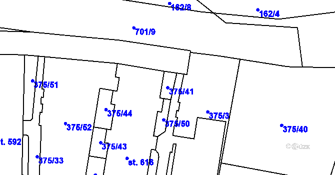 Parcela st. 375/41 v KÚ Týn u Třebíče, Katastrální mapa