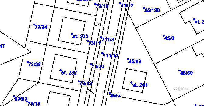 Parcela st. 711/10 v KÚ Týn u Třebíče, Katastrální mapa