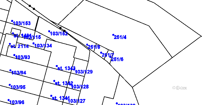 Parcela st. 251/7 v KÚ Týn u Třebíče, Katastrální mapa