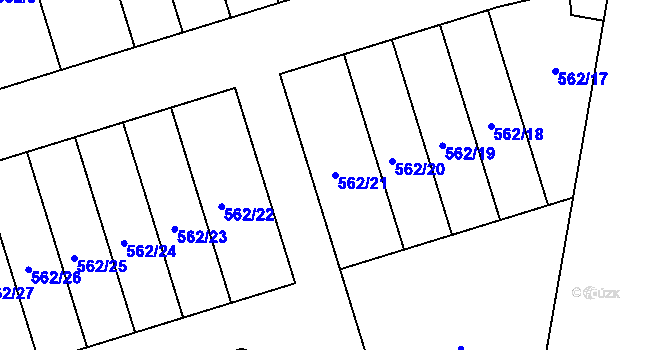Parcela st. 562/21 v KÚ Týn u Třebíče, Katastrální mapa