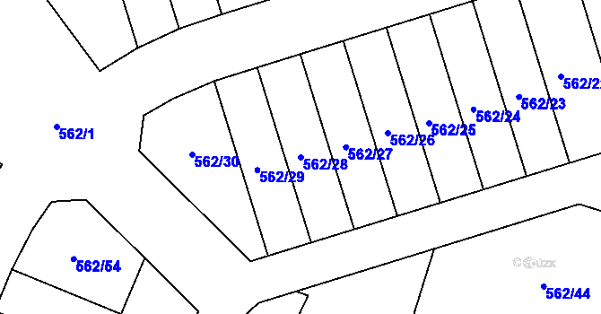 Parcela st. 562/28 v KÚ Týn u Třebíče, Katastrální mapa