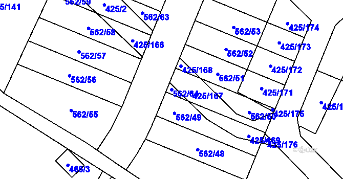 Parcela st. 562/64 v KÚ Týn u Třebíče, Katastrální mapa