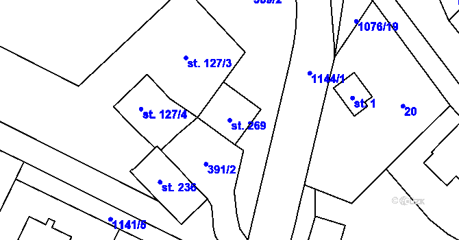 Parcela st. 269 v KÚ Třebihošť, Katastrální mapa