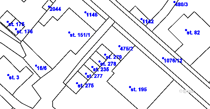 Parcela st. 279 v KÚ Třebihošť, Katastrální mapa