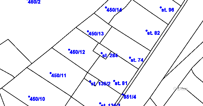 Parcela st. 284 v KÚ Třebichovice, Katastrální mapa