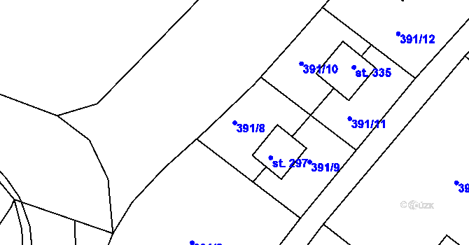 Parcela st. 391/8 v KÚ Třebichovice, Katastrální mapa