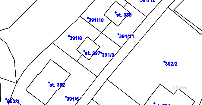 Parcela st. 391/9 v KÚ Třebichovice, Katastrální mapa