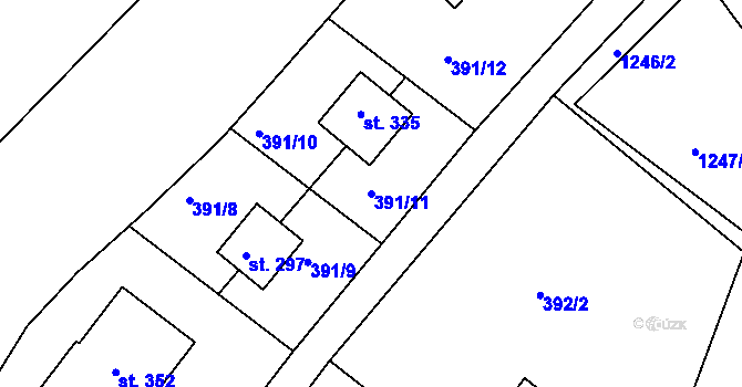 Parcela st. 391/11 v KÚ Třebichovice, Katastrální mapa