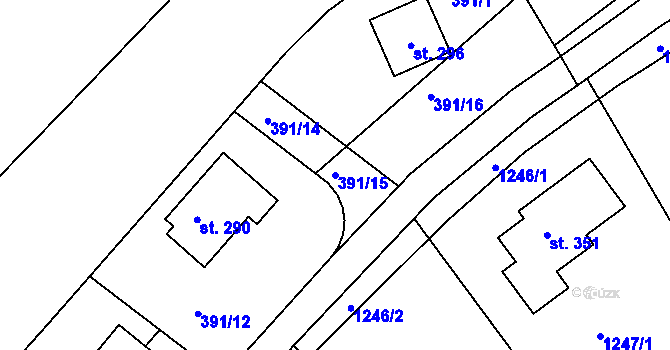 Parcela st. 391/15 v KÚ Třebichovice, Katastrální mapa