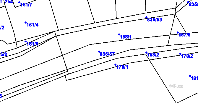 Parcela st. 835/37 v KÚ Třebichovice, Katastrální mapa
