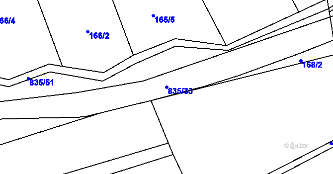 Parcela st. 835/33 v KÚ Třebichovice, Katastrální mapa