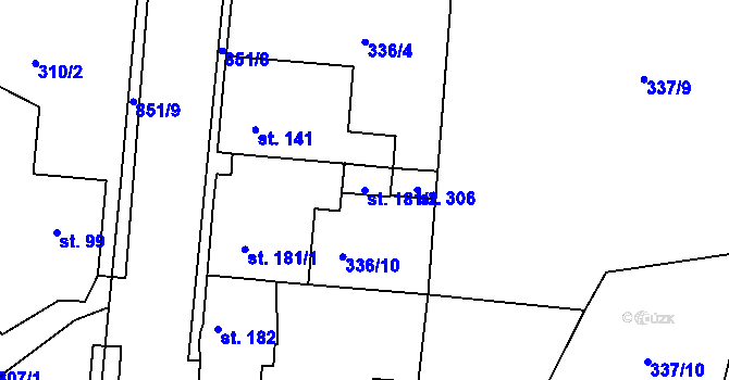 Parcela st. 181/2 v KÚ Třebichovice, Katastrální mapa