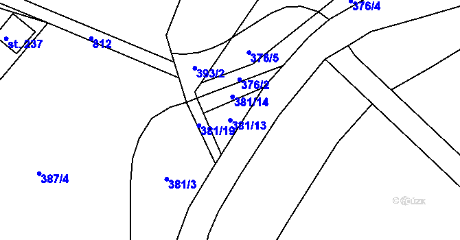 Parcela st. 381/13 v KÚ Třebichovice, Katastrální mapa
