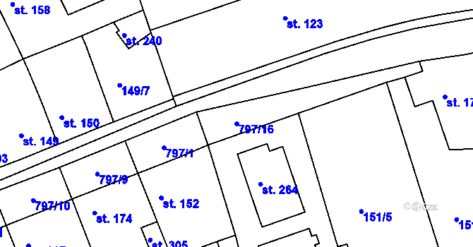 Parcela st. 797/16 v KÚ Třebichovice, Katastrální mapa