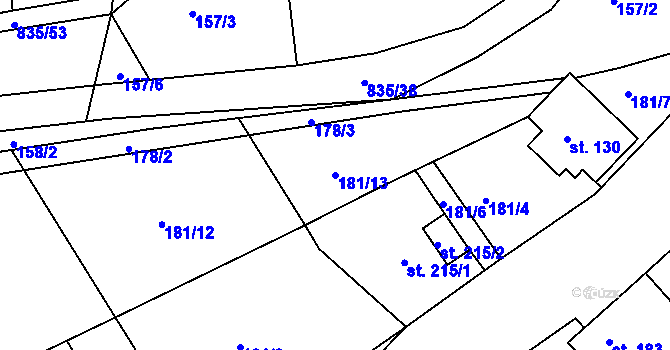 Parcela st. 181/13 v KÚ Třebichovice, Katastrální mapa