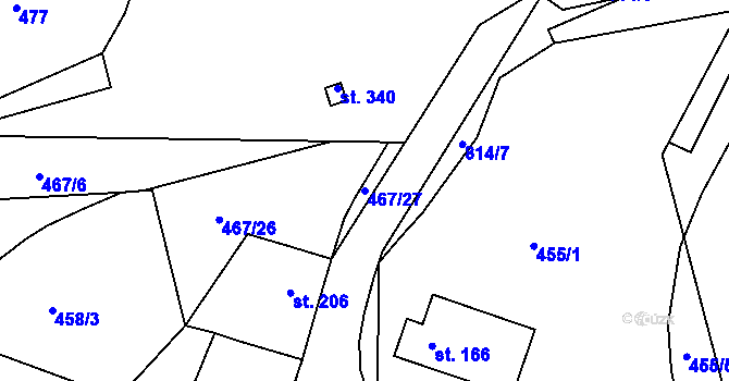 Parcela st. 467/27 v KÚ Třebichovice, Katastrální mapa