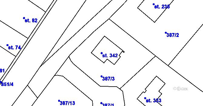 Parcela st. 342 v KÚ Třebichovice, Katastrální mapa