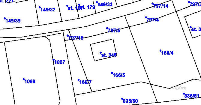 Parcela st. 346 v KÚ Třebichovice, Katastrální mapa
