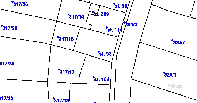 Parcela st. 93 v KÚ Třebichovice, Katastrální mapa