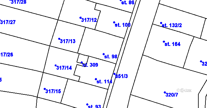 Parcela st. 98 v KÚ Třebichovice, Katastrální mapa