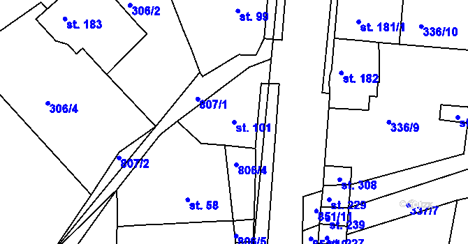 Parcela st. 101 v KÚ Třebichovice, Katastrální mapa