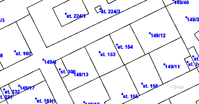 Parcela st. 153 v KÚ Třebichovice, Katastrální mapa