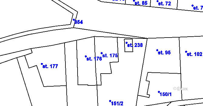 Parcela st. 175 v KÚ Třebichovice, Katastrální mapa