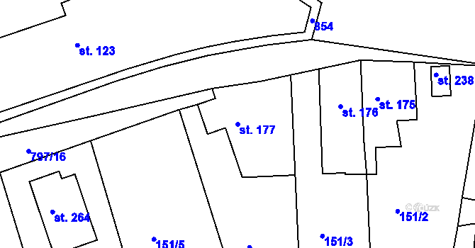 Parcela st. 177 v KÚ Třebichovice, Katastrální mapa