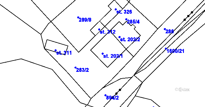 Parcela st. 202/1 v KÚ Třebichovice, Katastrální mapa