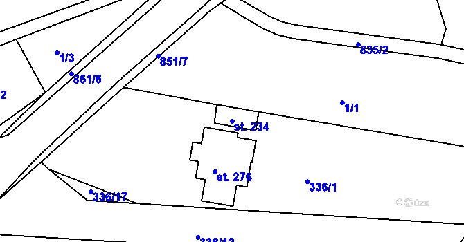 Parcela st. 234 v KÚ Třebichovice, Katastrální mapa